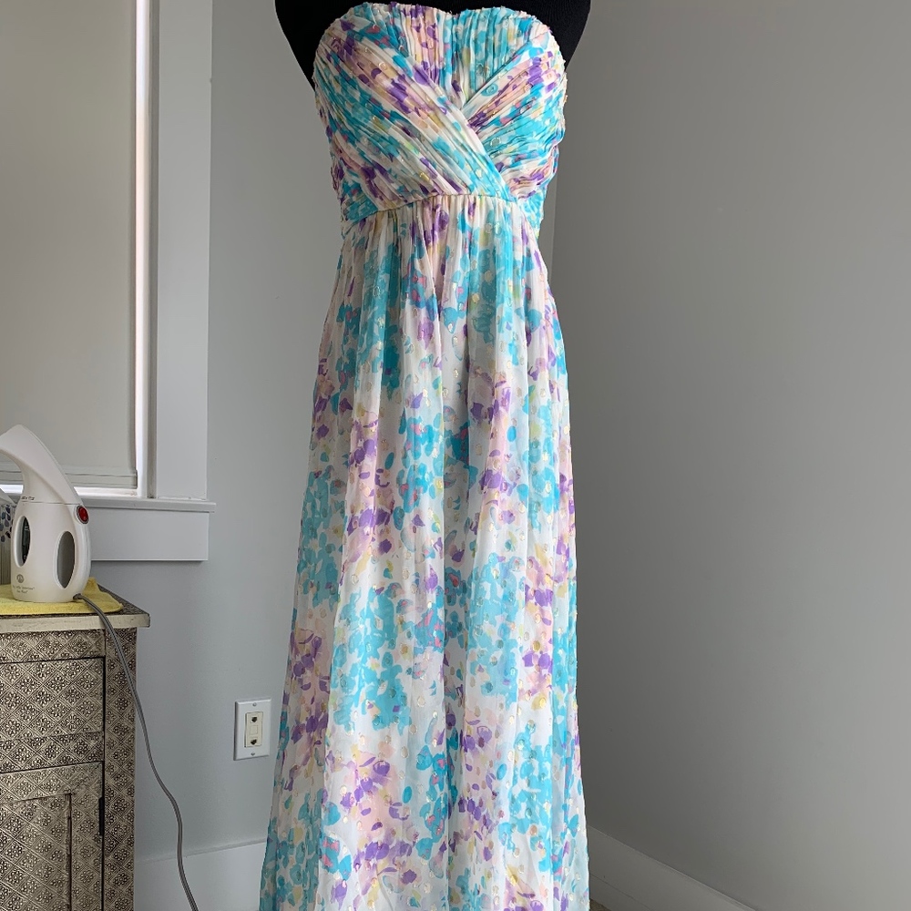 Yuni Kim Floor Length Pastel Strapless Sundress